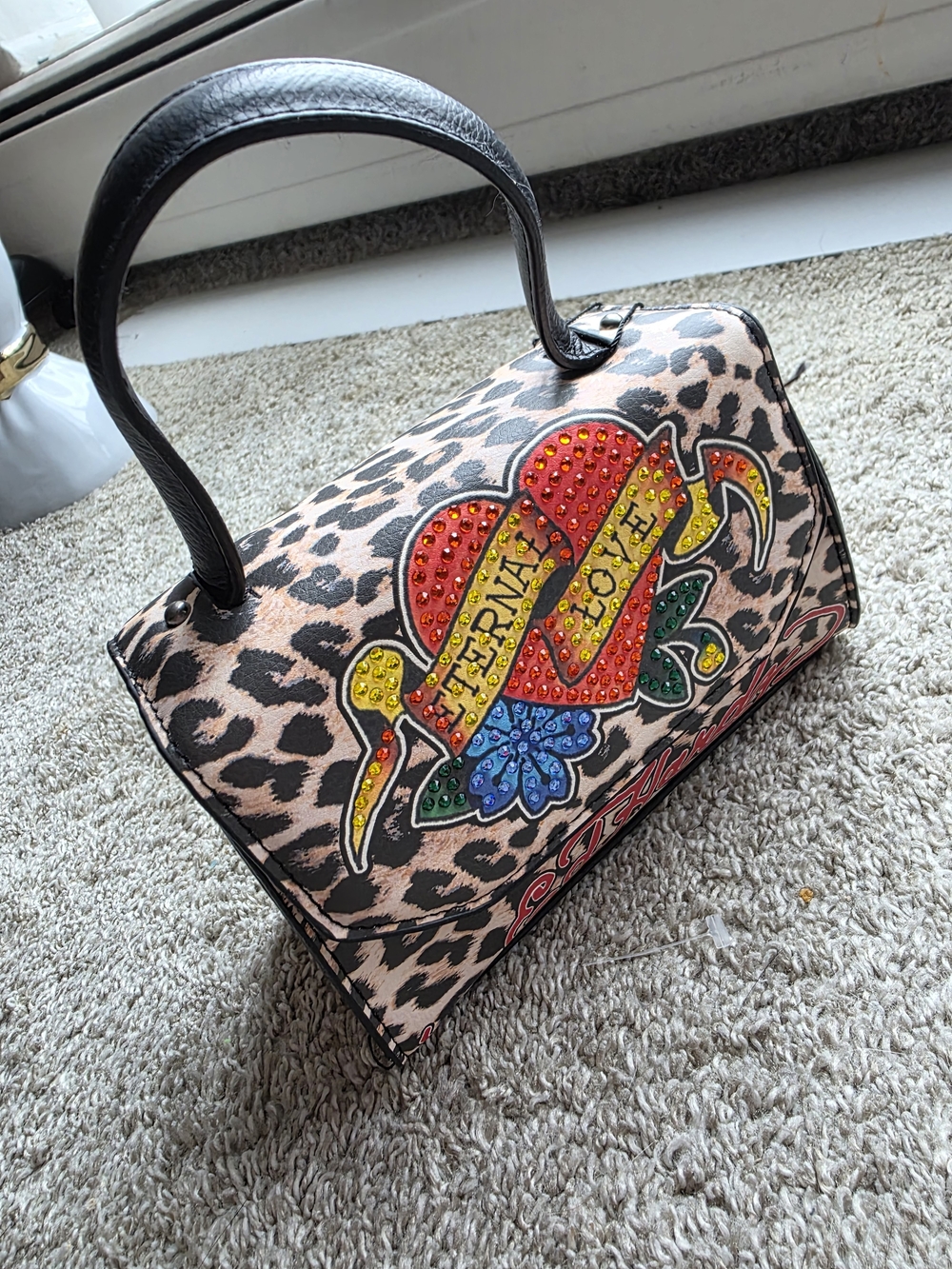 NWT Ed Hardy Eternal Love Leopard Rhinestone Handbag Y2K